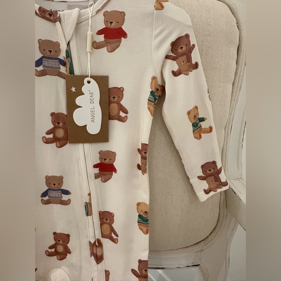 🧸 6~9 Mth Angel Dear Adorable Teddy Bear Print Baby Footie NWT - Picture 7 of 10